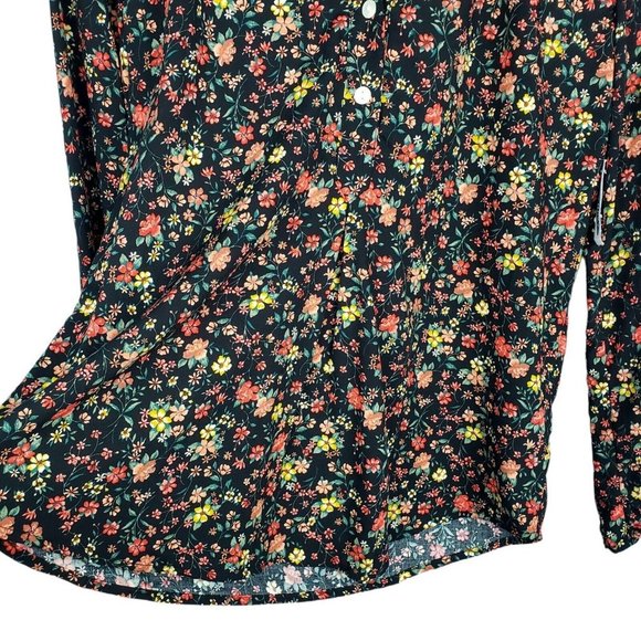 Old Navy Multicolor Liberty Floral V-Neck Henley Button Blouse Top Size Small - Picture 3 of 6
